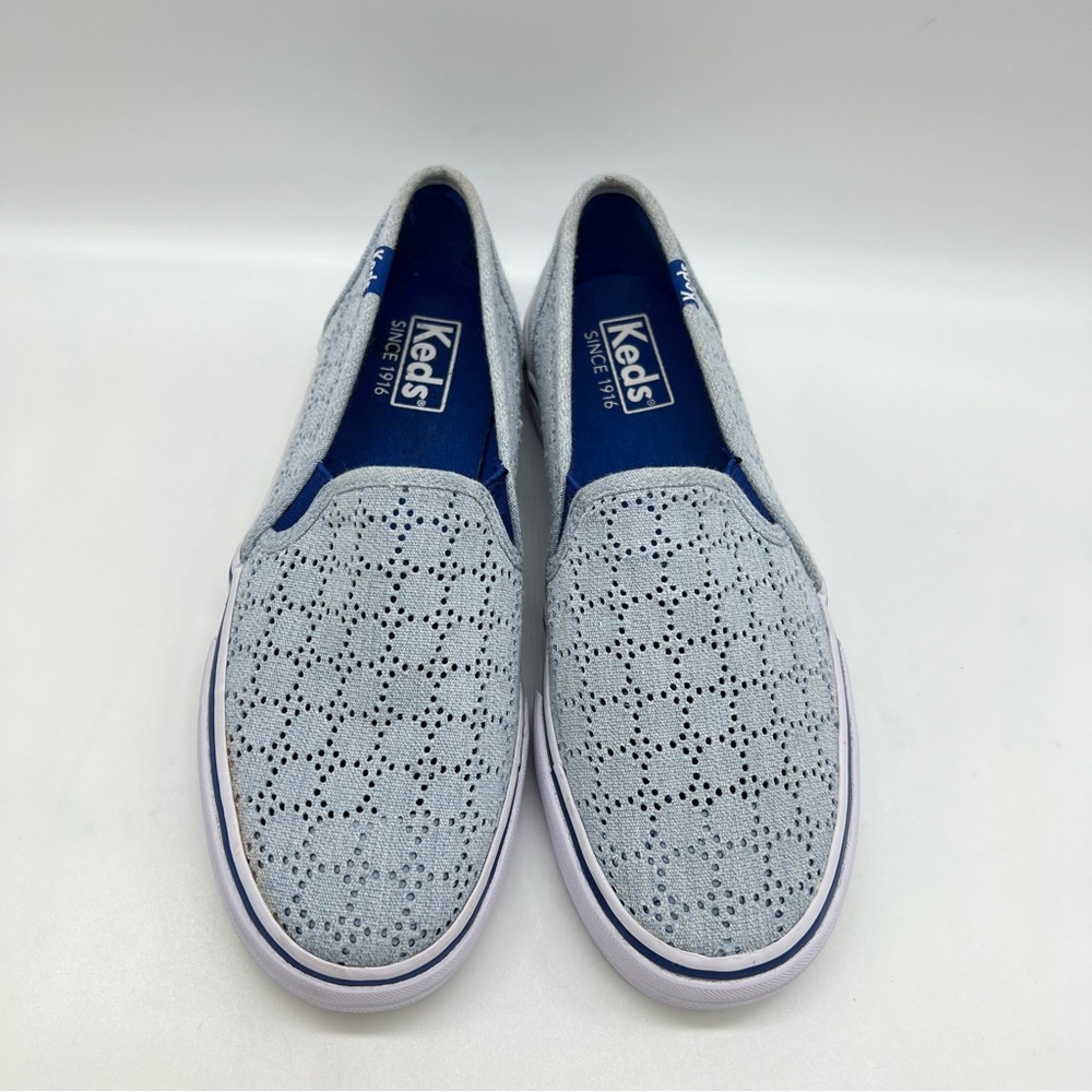 KEDS Women's Double Decker Perforated Slip-On Blue sneakers